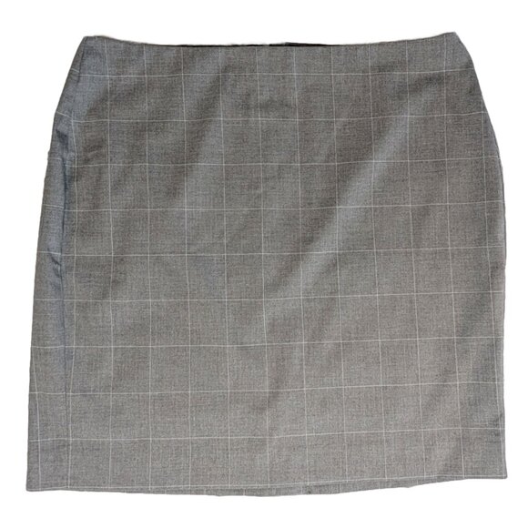 Banana Republic Gray Windowpane Suit Skirt Sz 8 Petite - Picture 2 of 9